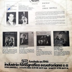 Disco de Vinilo Jorge Mistral - Poemas Con Jorge Mistral Vinyl Record