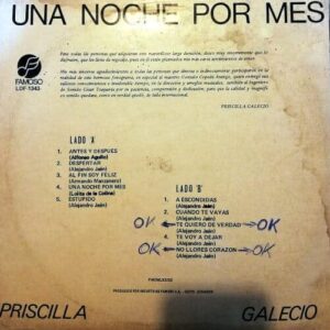Disco de Vinilo Priscilla Galecio - Una Noche Por Mes Vinyl Record