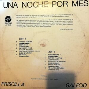 Disco de Vinilo Priscilla Galecio - Una Noche Por Mes Vinyl Record
