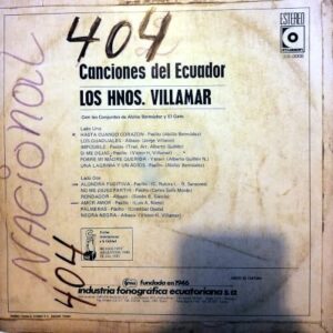 Disco de Vinilo Hermanos Villamar - Canciones Del Ecuador Vinyl Record