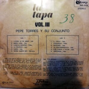 Disco de Vinilo Pepe Torres y su Conjunto - La Tapa Volumen 3 Vinyl Record