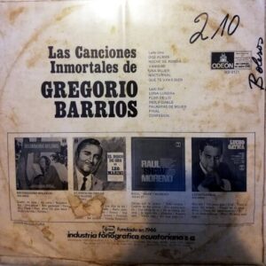 Disco de Vinilo Gregorio Barrios - Las Canciones Inmortales De Gregorio Barrios Vinyl Record