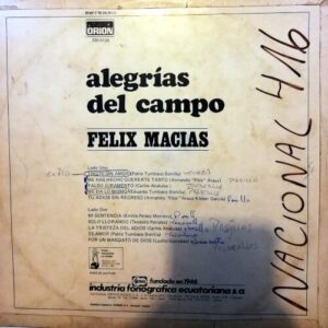 Disco de Vinilo Félix Macías - Alegrías Del Campo Vinyl Record