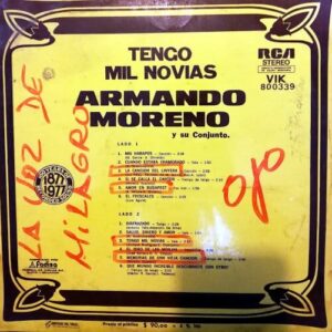 Disco de Vinilo Armando Moreno - Tengo Mil Novias Vinyl Record