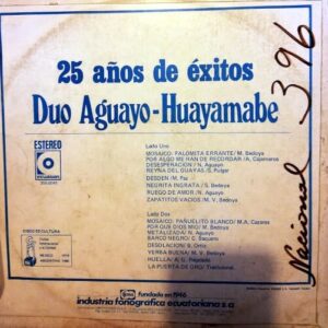 Disco de Vinilo Dúo Aguayo Huayambe - 25 Años De Éxitos Vinyl Record