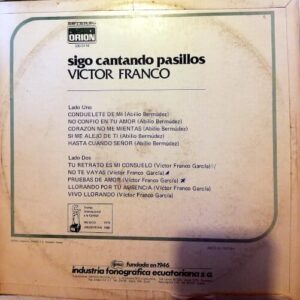 Disco de Vinilo Víctor Franco - Sigo Cantando Pasillos Vinyl Record