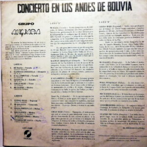 Disco de Vinilo Grupo Aymara - Concierto En Los Andes De Bolivia Vinyl Record