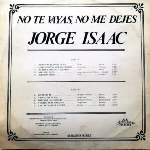 Disco de Vinilo Jorge Isaac - No Te Vayas, No Me Dejes Vinyl Record