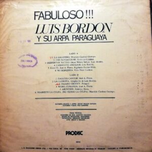 Disco de Vinilo Luis Bordon - Fabuloso!!! Luis Bordon Y Su Arpa Paraguaya Vinyl Record