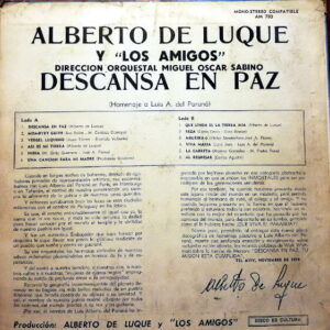 Disco de Vinilo Alberto Luque Y Los Amigos - Descansa En Paz Vinyl Record
