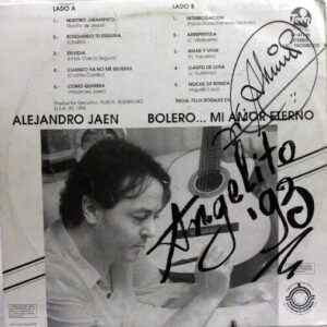 Disco de Vinilo Alejandro Jaen - Bolero Mi Amor Eterno Vinyl Record