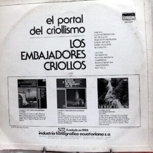 Disco de Vinilo Los Embajadores Criollos - El Portal Del Criollismo Vinyl Record