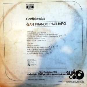 Disco de Vinilo Gian Franco Pagliaro - Confidencias Vinyl Record