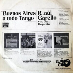 Disco de Vinilo Raúl Garello - Buenos Aires A Todo Tango Vinyl Record