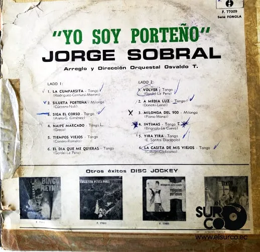 Disco de Vinilo Jorge Sobral - Yo Soy Porteño Vinyl Record
