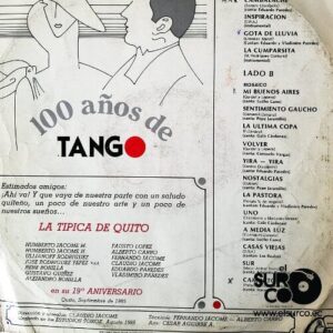 Disco de Vinilo La Típica De Quito - 100 Años De Tango Vinyl Record