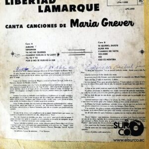 Disco de Vinilo Libertad Lamarque - Canta Canciones De María Grever Vinyl Record
