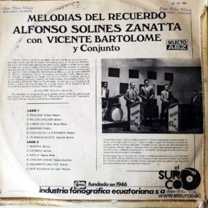 Disco de Vinilo Alfonso Solines Zanatta - Melodías Del Recuerdo Vinyl Record