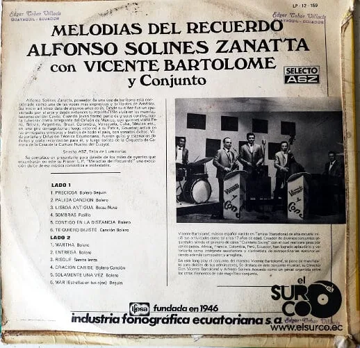 Disco de Vinilo Alfonso Solines Zanatta - Melodías Del Recuerdo Vinyl Record
