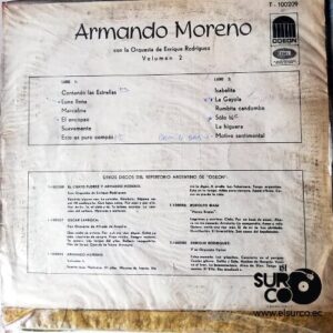 Disco de Vinilo Armando Moreno - Con La Orquesta De Enrique Rodríguez Vol 2 Vinyl Record