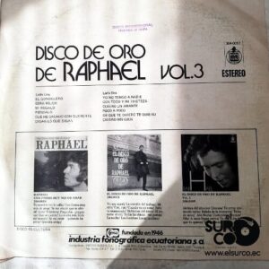 Disco de Vinilo Raphael - El Disco De Oro De Rapahel Vol 3 Vinyl Record