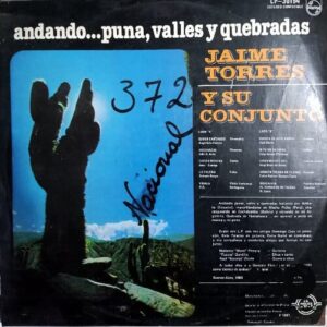 Disco de Vinilo Jaime Torres - Andando...Puna, Valles Y Quebradas Vinyl Record