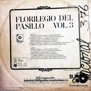 Disco de Vinilo Varios - Florilegio Del Pasillo Vol 3 Vinyl Record