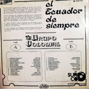 Disco de Vinilo Grupo Colonial - El Ecuador De Siempre Vinyl Record