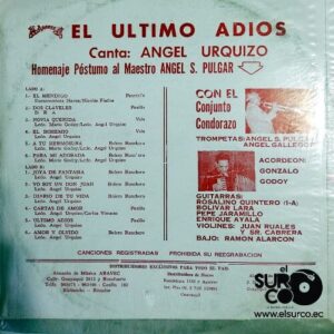 Disco de Vinilo Conjunto Gonzalo Godoy - Último Adios Canta Angel Urquizo Vinyl Record