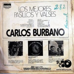 Disco de Vinilo Carlos Burbano - Los Mejores Pasillos Y Valses Vinyl Record