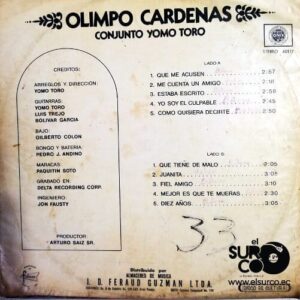 Disco de Vinilo Olimpo Cárdenas - Conjunto Yomo Toro Vinyl Record