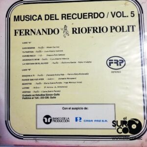 Disco de Vinilo Fernando Riofrío Polit - Música Del Recuerdo Vinyl Record