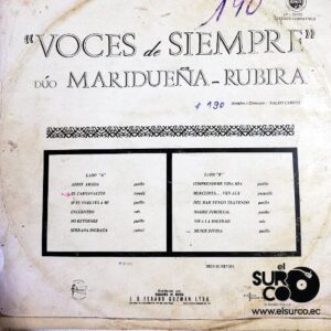 Disco de Vinilo Dúo Maridueña Rubira - Voces De Siempre Vinyl Record