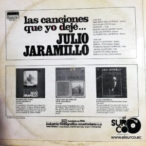 Disco de Vinilo Julio Jaramillo - Las Canciones Que Yo Dejé Vinyl Record