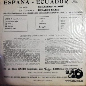 Disco de Vinilo Guillermo Jácome - España Ecuador Vinyl Record