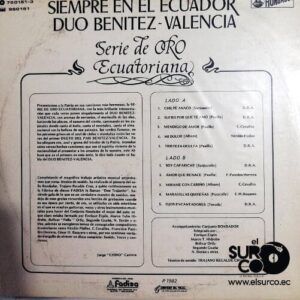 Disco de Vinilo Dúo Benitez Valencia - Siempre En El Ecuador Vinyl Record