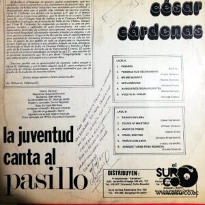 Disco de Vinilo César Humberto Cárdenas - La Juventud Canta Al Pasillo Vinyl Record
