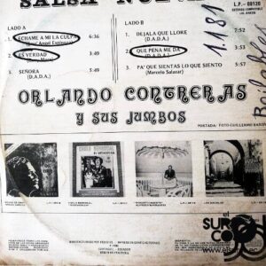 Disco de Vinilo Orlando Contreras Y Sus Jumbos - Salsa Nueva Vinyl Record