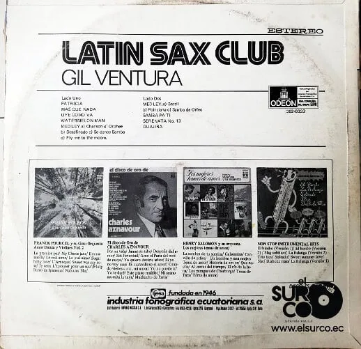 Disco de Vinilo Gil Ventura - Latin Sax Club Vinyl Record