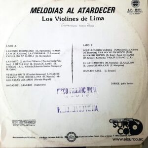 Disco de Vinilo Los Violines De Lima - Melodías Al Atardecer Vinyl Record