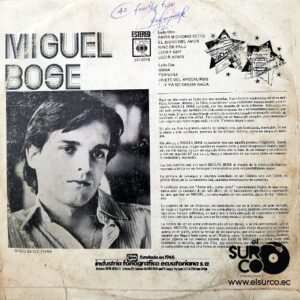 Disco de Vinilo Miguel Bosé - Miguel Bosé Vinyl Record
