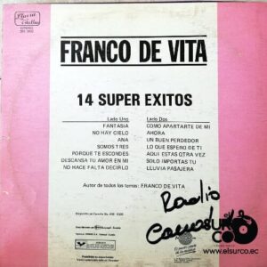 Disco de Vinilo Franco De Vita - 14 Súper Éxitos (Promocional) Vinyl Record