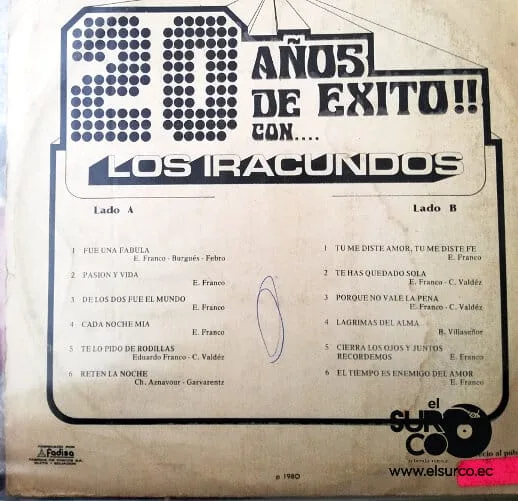 Disco de Vinilo Los Iracundos - 20 Años De Éxito Con Los Iracundos Vinyl Record