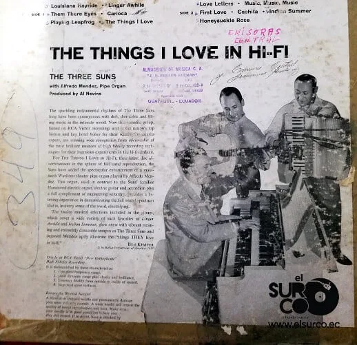 Disco de Vinilo The Three Suns With Alfredo Mendes - The Things I Love In Hi-Fi Vinyl Record