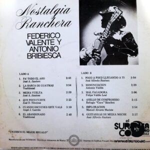 Disco de Vinilo Federico Valiente Y Antonio Bribiesca - Nostalgia Ranchera Vinyl Record