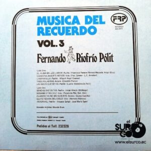 Disco de Vinilo Fernando Riofrío Polit - Música Del Recuerdo – Vol. 3 Vinyl Record