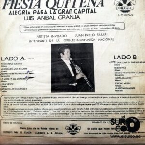 Disco de Vinilo Perico De Veintemilla Y Su Conjunto - Fiesta Quiteña Alegría Para La Gran Capital Vinyl Record