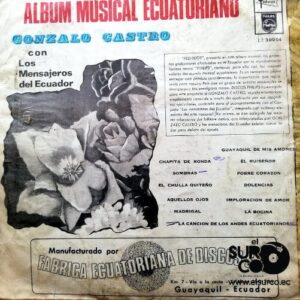 Disco de Vinilo Gonzalo Castro - Álbum Musical Ecuatoriano Vinyl Record