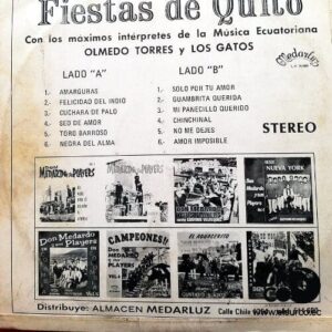 Disco de Vinilo Olmedo Torres Y Los Gatos - Fiestas De Quito Vinyl Record