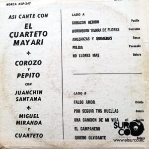 Disco de Vinilo Cuarteto Mayari Corozo - Así Cante Vinyl Record
